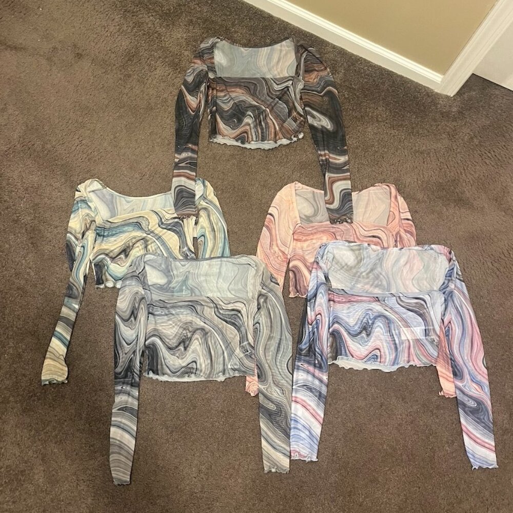 sheer lettuce trim tops